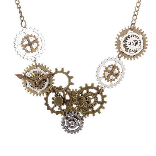 Victorian Dress Steampunk Gears Necklace